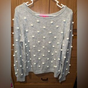 Lilly Pulitzer Vienne Sweater In Heathered Lunar Grey Playful Poms
